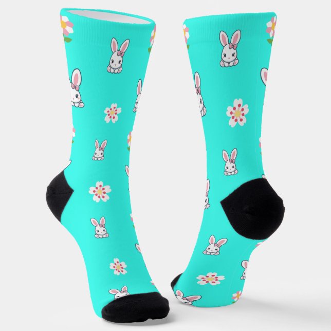 Bunny Bloom Delight Socks (Angled)