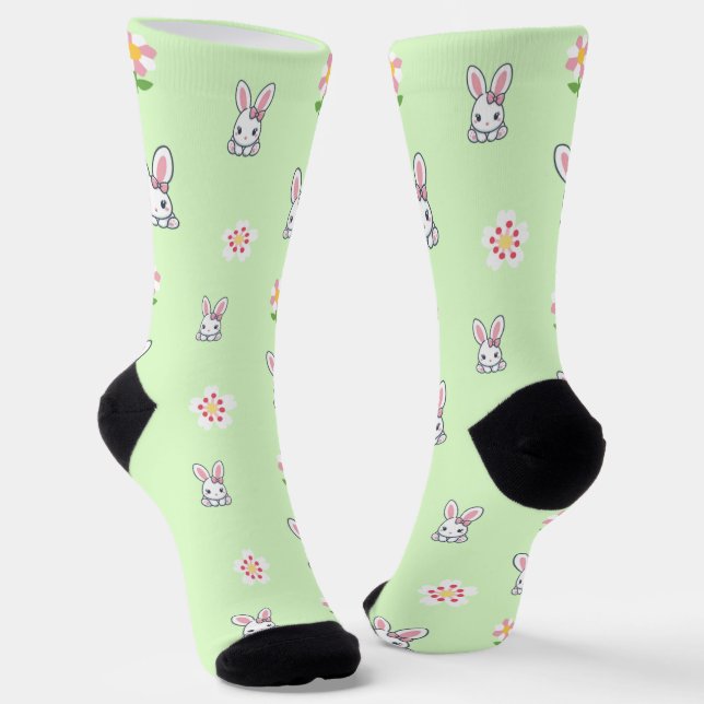 Bunny Bloom Delight Socks (Angled)