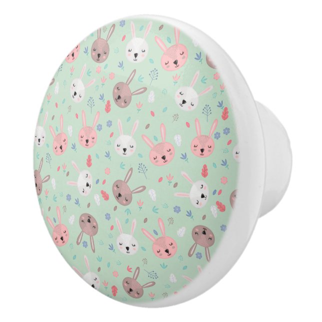 Bunny Bloom Garden Ceramic Knob (Right)