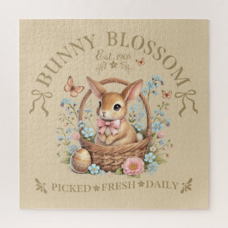 Bunny Blossom Easter Rabbit in Floral Basket Jigsaw Puzzle