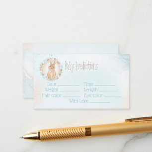 Bunny Blue Boy Baby Shower Baby Predictions Card
