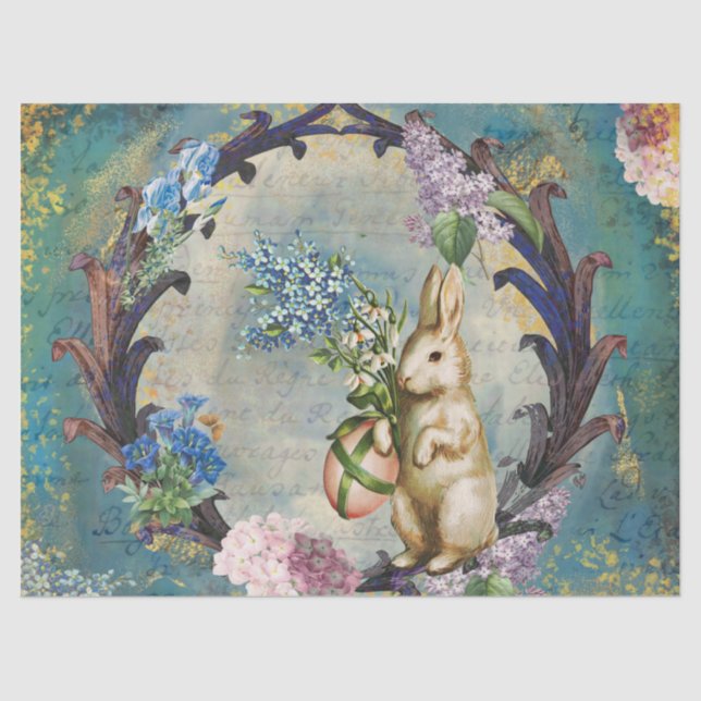 Bunny Blue Decoupage Tissue Paper (Front)