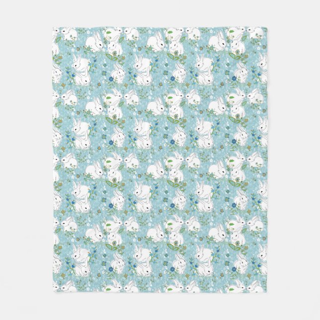 Bunny Blue Fleece Blanket-3 sizes (Front)