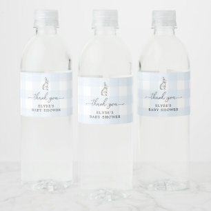 Bunny Blue Gingham Favour Water Bottle Water Bottl Label