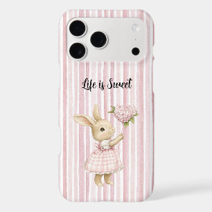 Bunny Blush Pink Heart Flowers Balloon Stripes