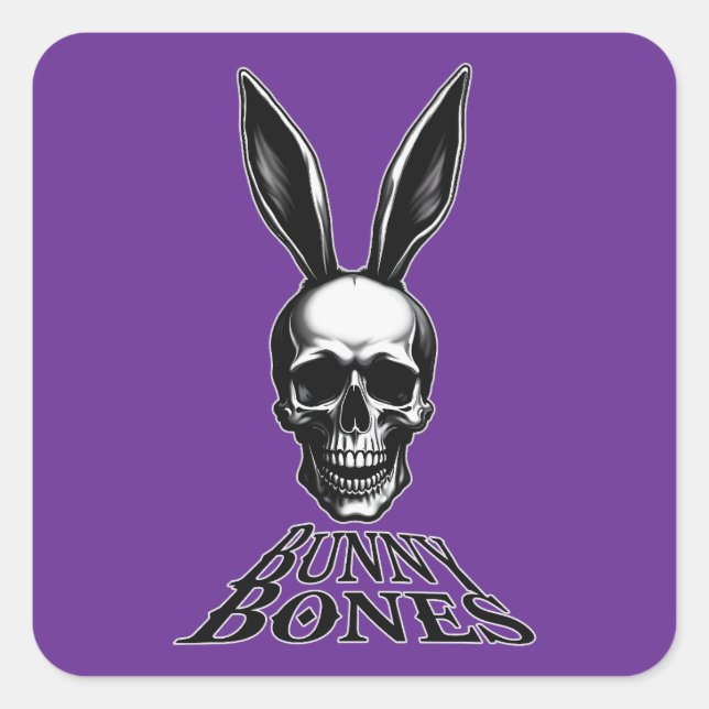Bunny Bones – Gothic Easter Bunny - Autocolante Square Sticker (Front)
