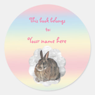 Bunny Bookplate Classic Round Sticker