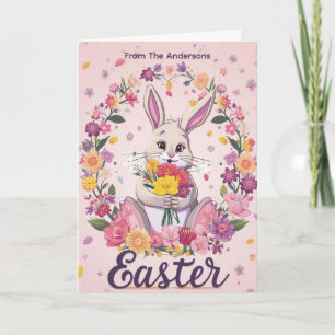  Bunny Bouquet Easter Holiday personalised card