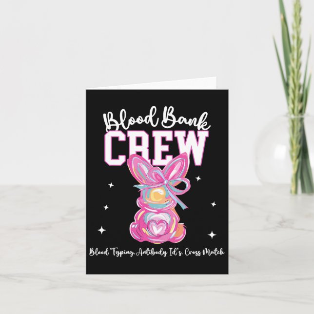 Bunny Bow Easter Blood Bynk Crew Medical Lab Tech  Card (Front)