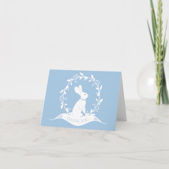 Bunny Boys Baby Shower Thank You Note Card (Front)