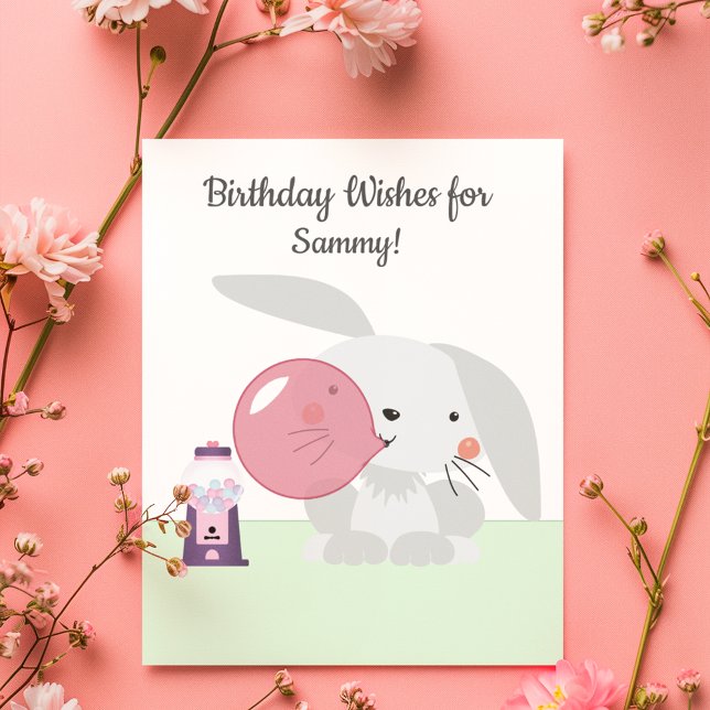 Bunny Bubble Gum Birthday Wishes Card (Creator Uploaded)