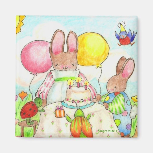 bunny bug birthday party magnet (Front)