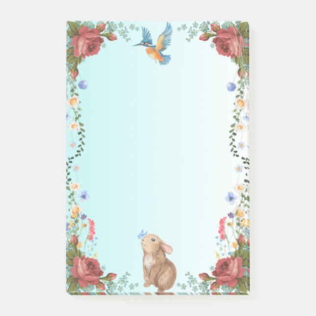 Bunny, Butterfly, Bird & Red Roses  Post-it Notes (Front)