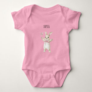 Bunny Butterfly Blush Pink Baby Bodysuit