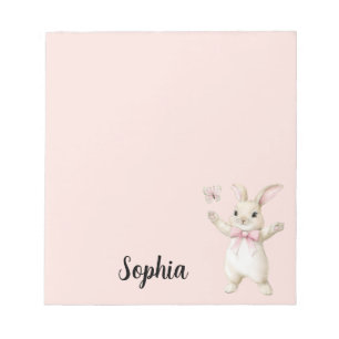 Bunny Butterfly Blush Pink Notepad
