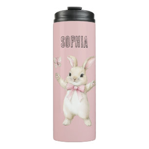 Bunny Butterfly Blush Pink Thermal Tumbler