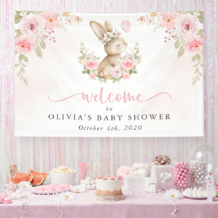 Bunny, Butterfly, Flowers, Baby Shower Welcome Banner
