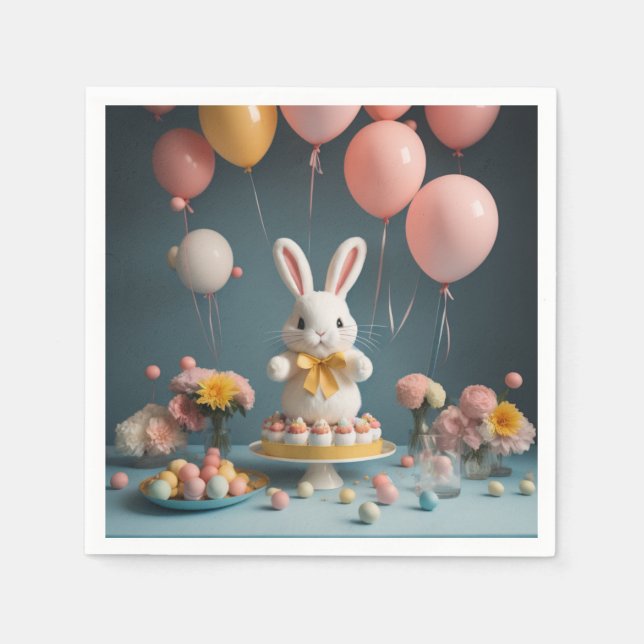 bunny cake balloons napkin (Front)