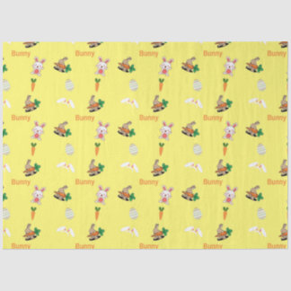 Bunny & carrots pattern on yellow tissue paper