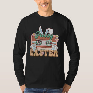 Bunny Cassette Retro Groovy Easter Day T-Shirt