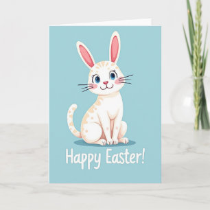 Bunny Cat Happy Easter Card