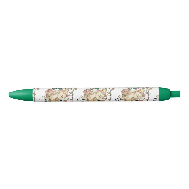 Bunny Celebrates Easter Day Black Ink Pen (Front)
