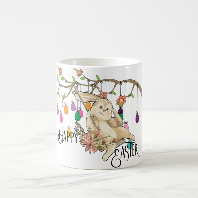 Bunny Celebrates Easter Day Coffee Mug (Center)