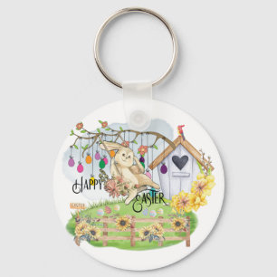 Bunny Celebrates Easter Day Key Ring