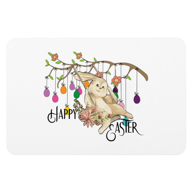 Bunny Celebrates Easter Day Magnet (Horizontal)