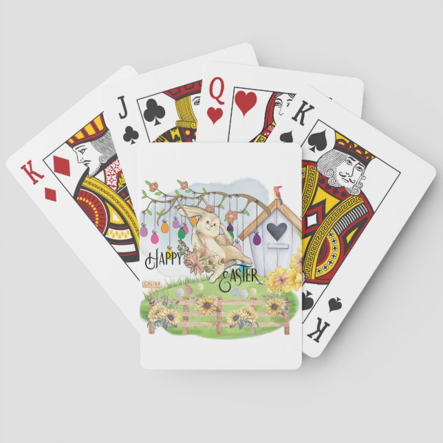 Bunny Celebrates Easter Day Playing Cards (Back)