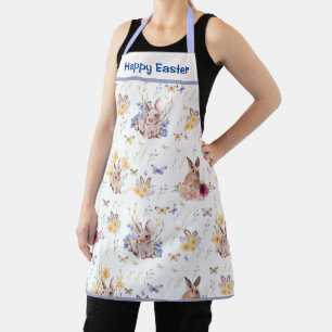 Bunny Celebrates Easter Day With Butterflies   Apron