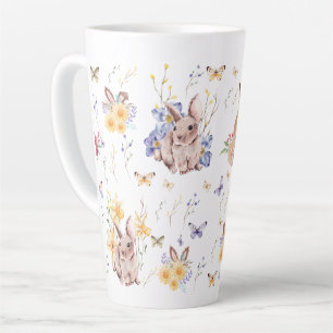 Bunny Celebrates Easter Day With Butterflies Latte Mug