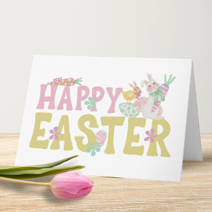 Bunny Chick Easter Personalised Cute Spring Colour Card