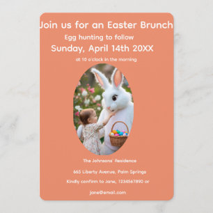 Bunny & Child Photo Oval Frame Easter Invitation