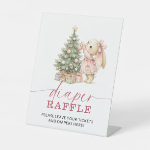 Bunny Christmas Baby Shower Diaper Raffle Sign