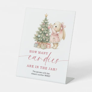 Bunny Christmas How Many Candies Are In The Jar Pedestal Sign