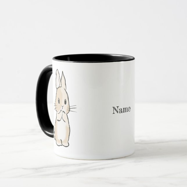 Bunny cleaning paws  mug (Front Left)