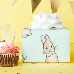 Bunny cleaning paws wrapping paper