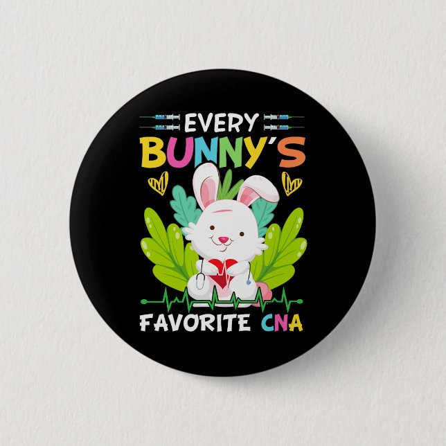 Bunny Cna Nurse Fun Easter Day Hospital Medical Wo 6 Cm Round Badge (Front)