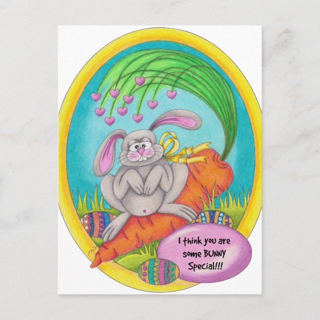 Bunny Coloured-words Postcard (Front)