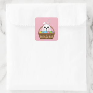 Bunny Colourful Easter EggHunt Basket   Personalis Square Sticker
