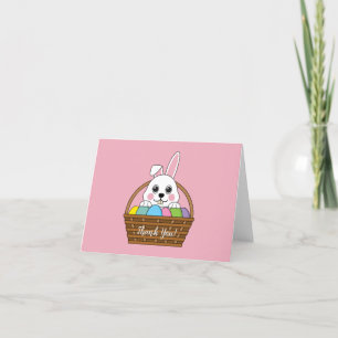 Bunny Colourful Easter EggHunt Basket Personalis Thank You Card