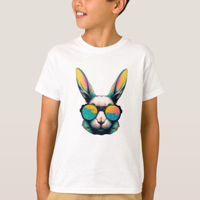 Bunny Colourful Face With Sunglasses for men, boys T-Shirt (Front)