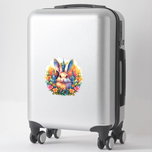Bunny colourful flowers brown eyes (Suitcase)
