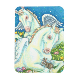 BUNNY & COLT ANGELS, WHIMSY EASTER MAGNET Small