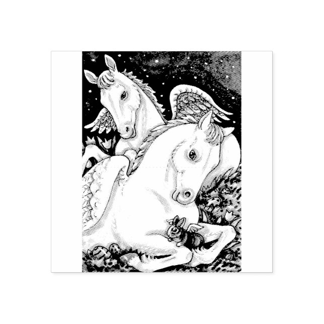 BUNNY & COLT ANGELS, WHIMSY EASTER RUBBER STAMP (Imprint)