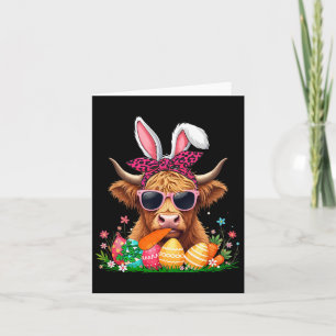 Bunny Cow Bow Tie Eating Carrot Easter Eggs Owner  Card