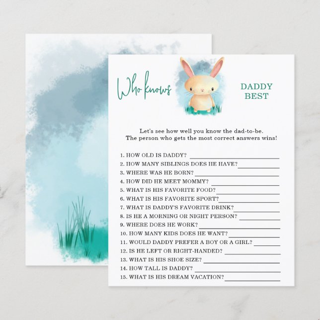 Bunny cub Who knows daddy best game (Front/Back)