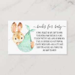 Bunny Cute Boy Book Request for Baby Shower Enclosure Card