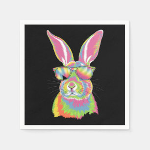 Bunny Cute Face Rabbit Glasses Easter Tie Dye Napkin